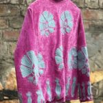 Womens Pink Velvet Embroidered Jacket with Floral Design